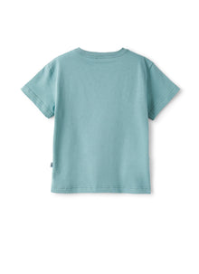 Jersey T-Shirt with Helicopter Print | Sage Green/Sky Blue