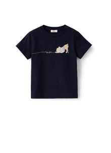 Baby Boys’ T-Shirt with Bulldog Print | Blue/White