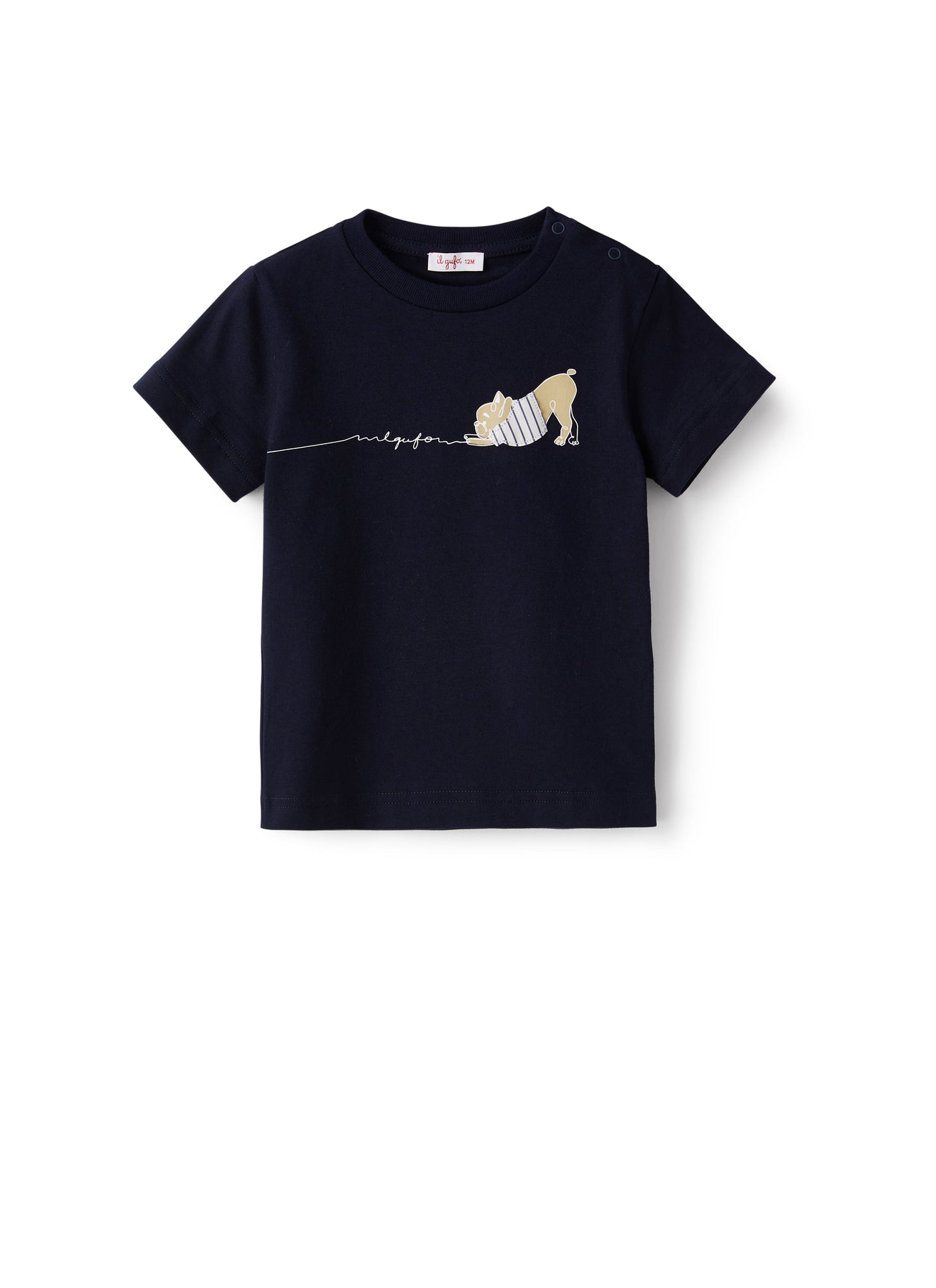 Baby Boys’ T-Shirt with Bulldog Print | Blue/White