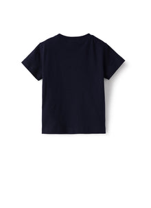 Baby Boys’ T-Shirt with Bulldog Print | Blue/White