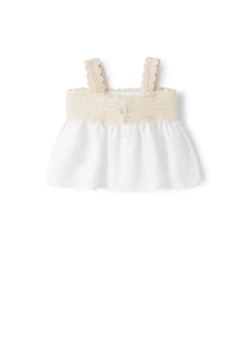 Crochet Top in Linen | White/Milk