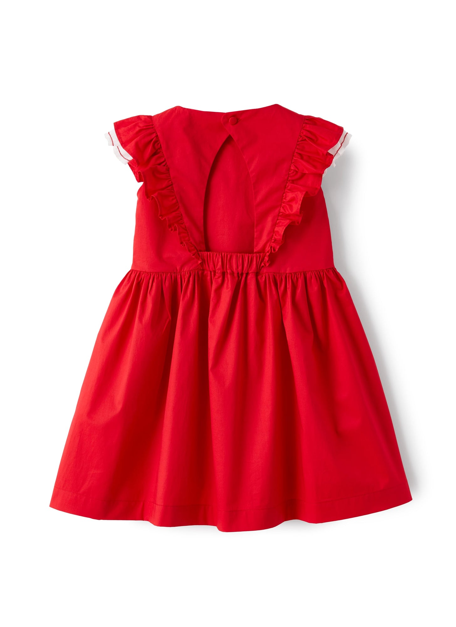 Sateen Dress with Ruffle Detail | Goji Red/White