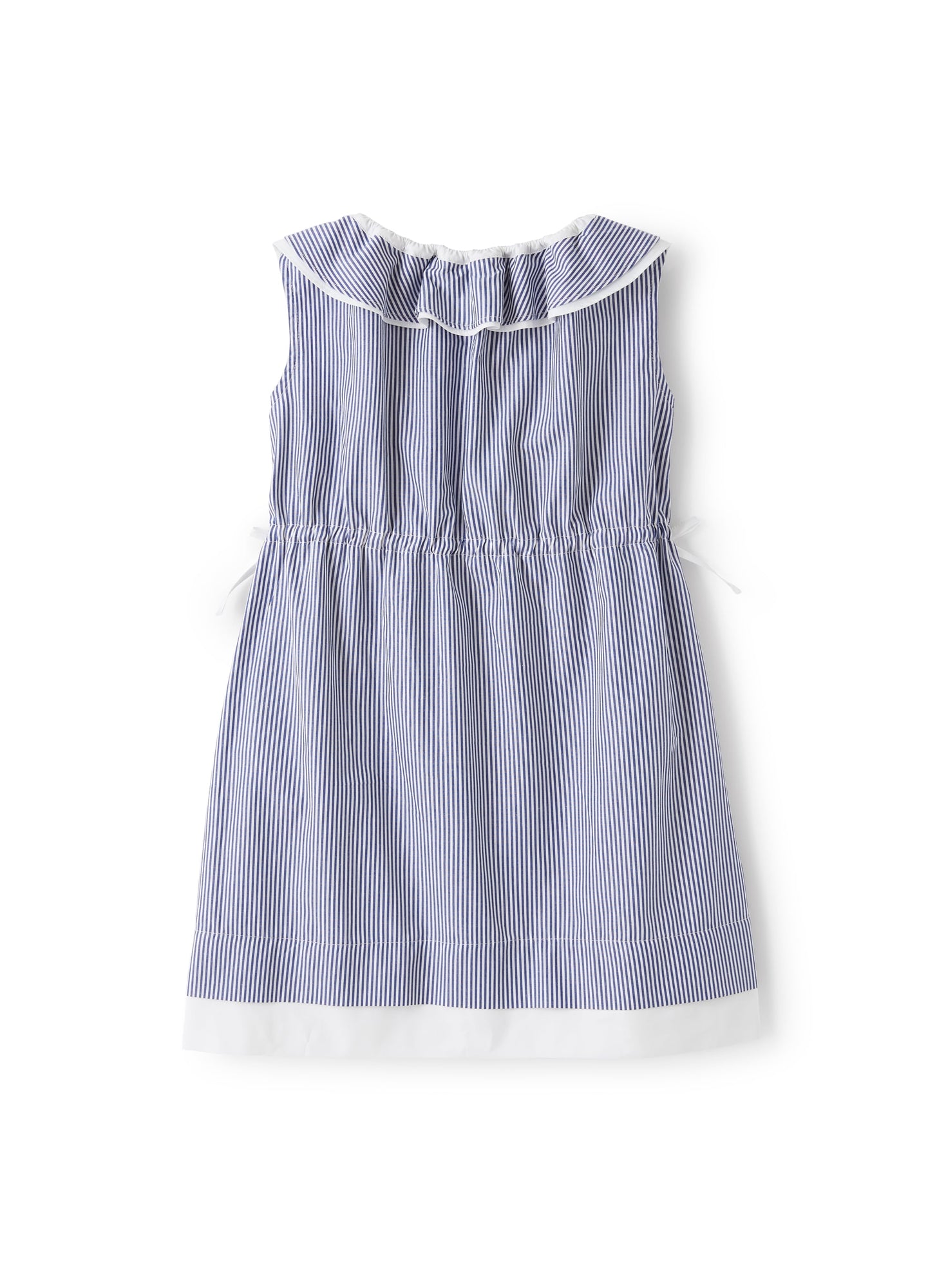 Striped Dress with Ruffle Around Neckline | Ocean Blue