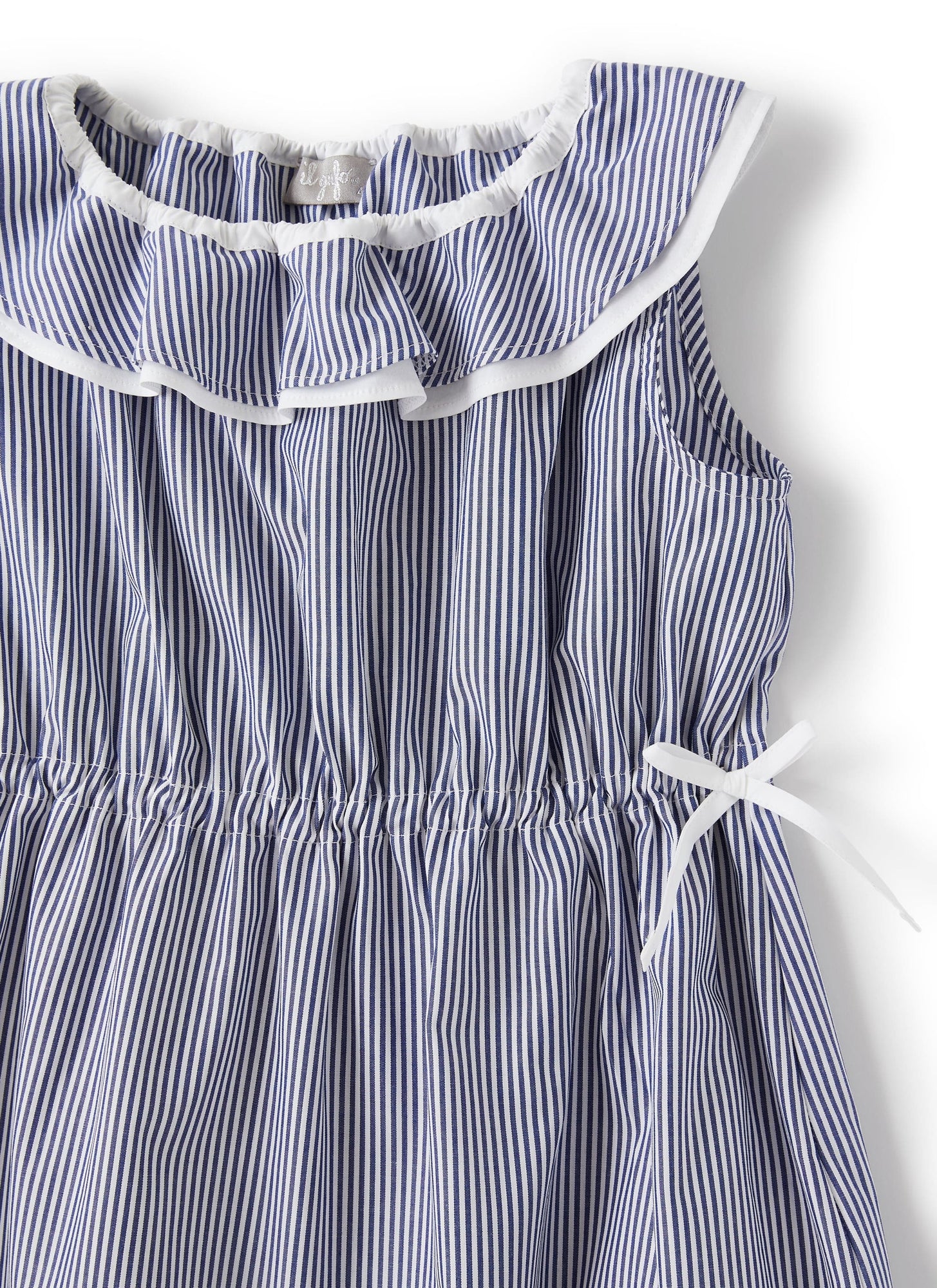 Striped Dress with Ruffle Around Neckline | Ocean Blue