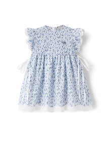 Voile Dress with A Floral Print | Light Blue