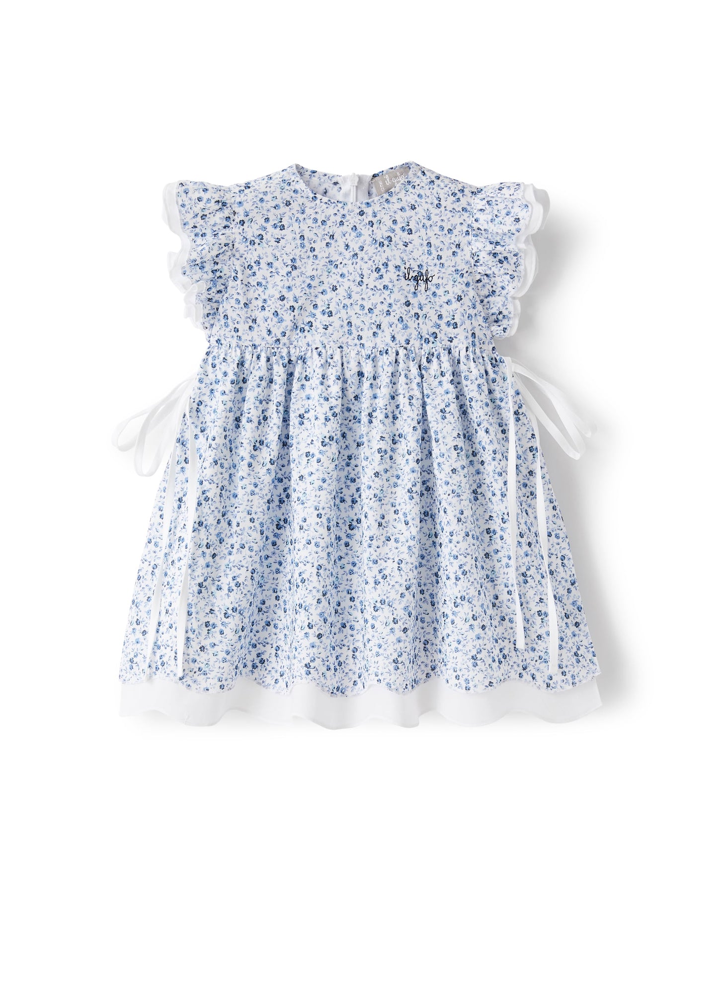 Voile Dress with A Floral Print | Light Blue