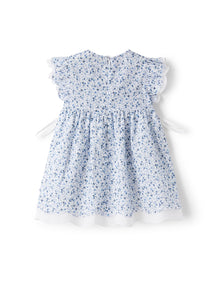 Voile Dress with A Floral Print | Light Blue