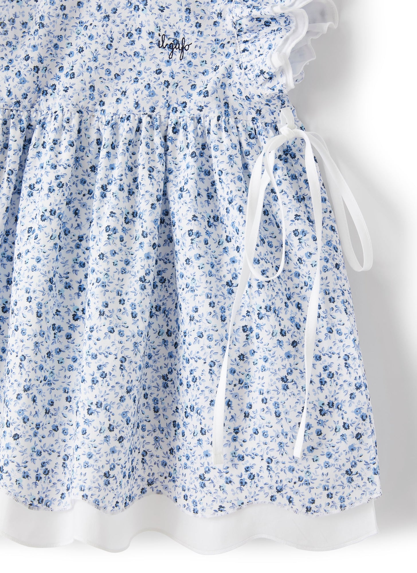 Voile Dress with A Floral Print | Light Blue