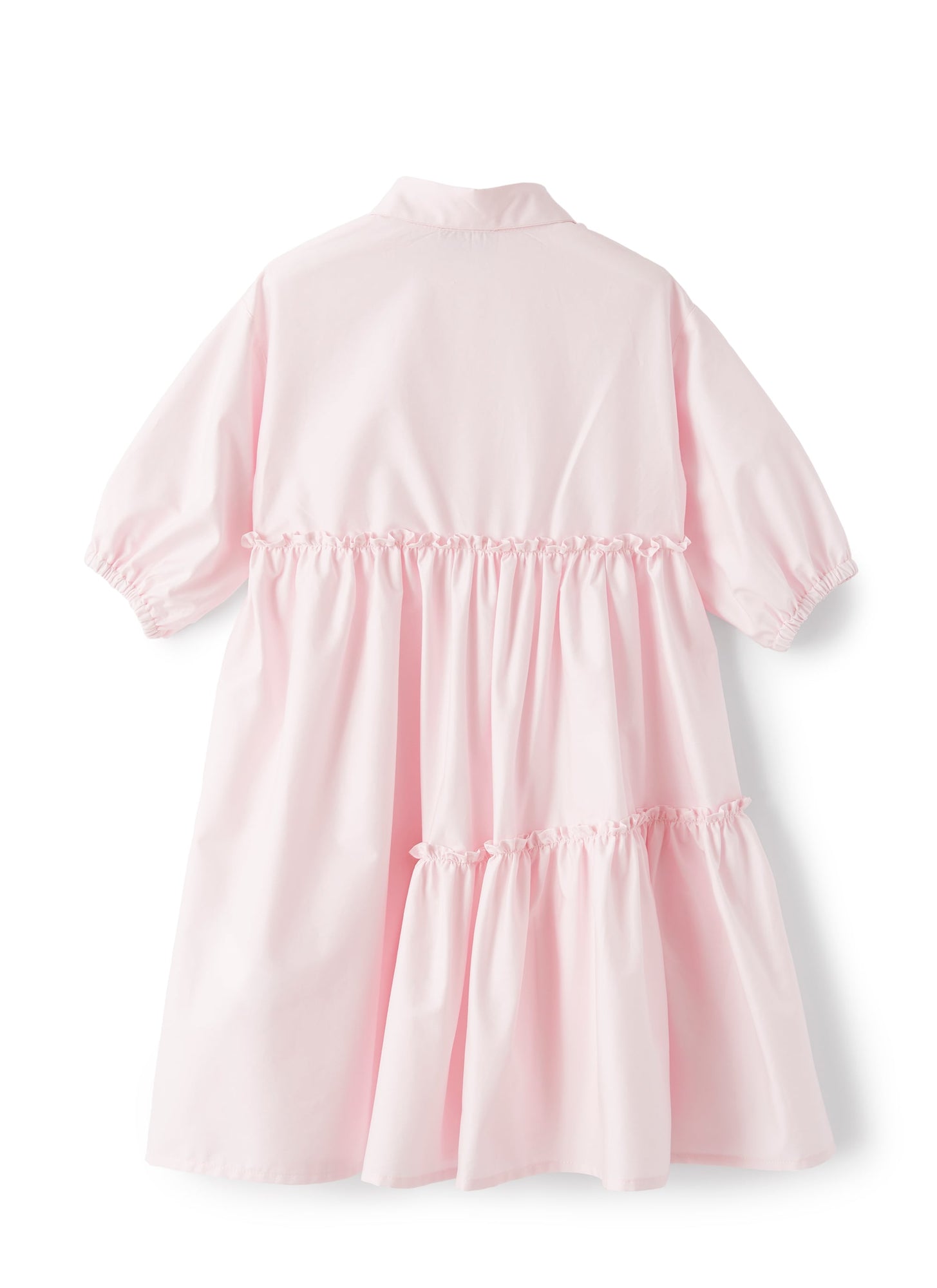 Tiered Dress in Sateen with Ruffles | Pearl Pink