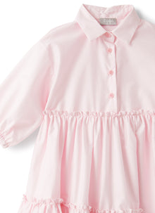 Tiered Dress in Sateen with Ruffles | Pearl Pink