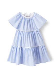 Tiered Dress in A Light-Stripe | Light Blue/White