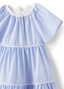 Tiered Dress in A Light-Stripe | Light Blue/White