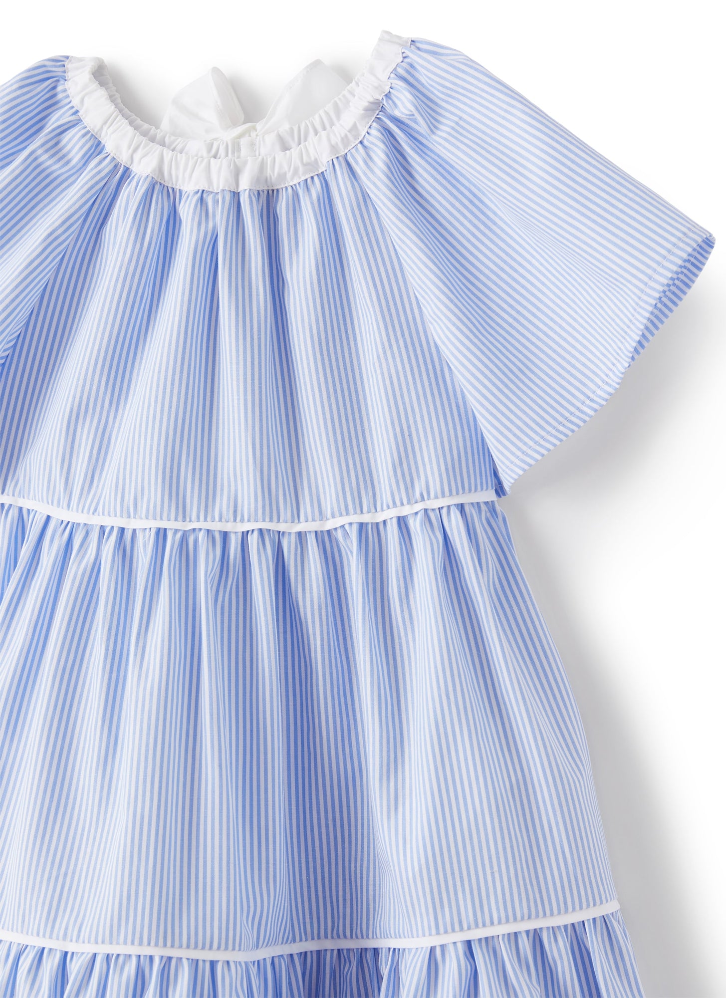 Tiered Dress in A Light-Stripe | Light Blue/White