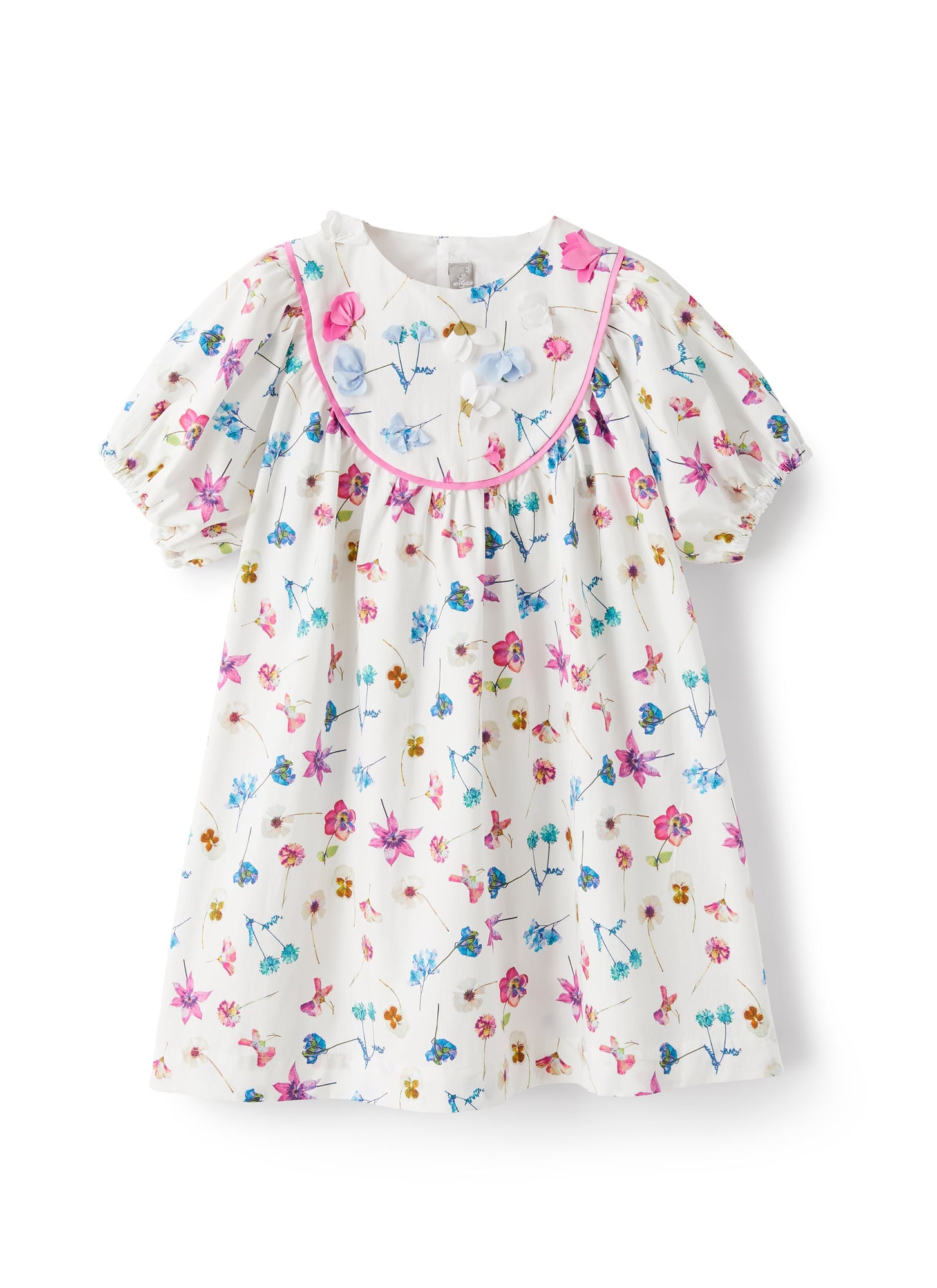 Cotton Dress with Floral Pattern | White