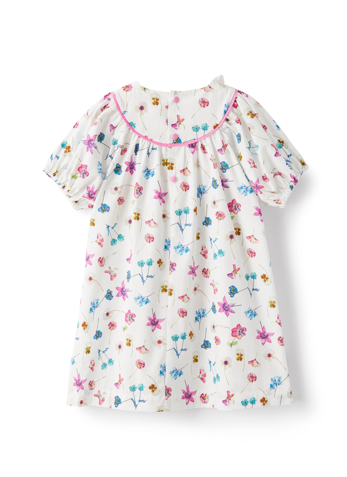 Cotton Dress with Floral Pattern | White