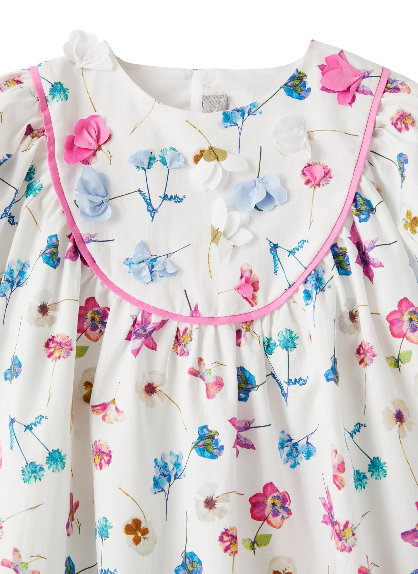 Cotton Dress with Floral Pattern | White