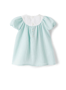 Baby Girls Dress in Textured Fabric | Lake/Snow White