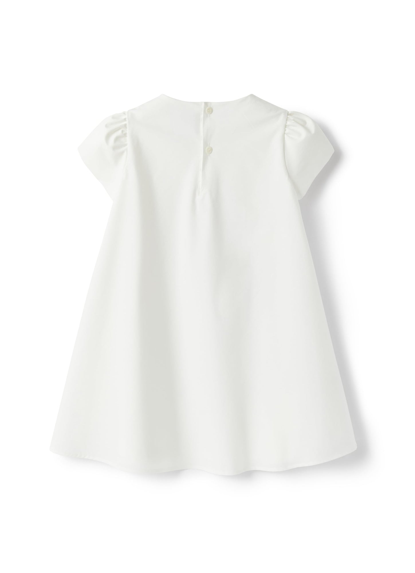 Sateen Dress with Flower Detail | White/Fuxia