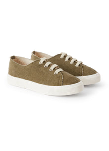 Sneaker in Canvas with Laces | Green Oregano