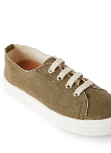 Sneaker in Canvas with Laces | Green Oregano