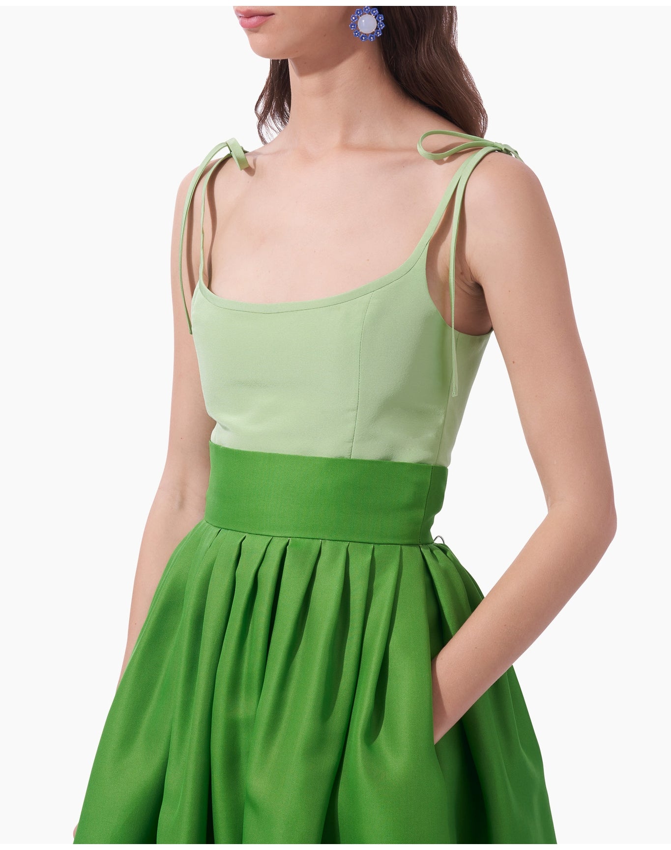 Tie Strap Scoop Neck Ball Gown | Grasshopper Multi