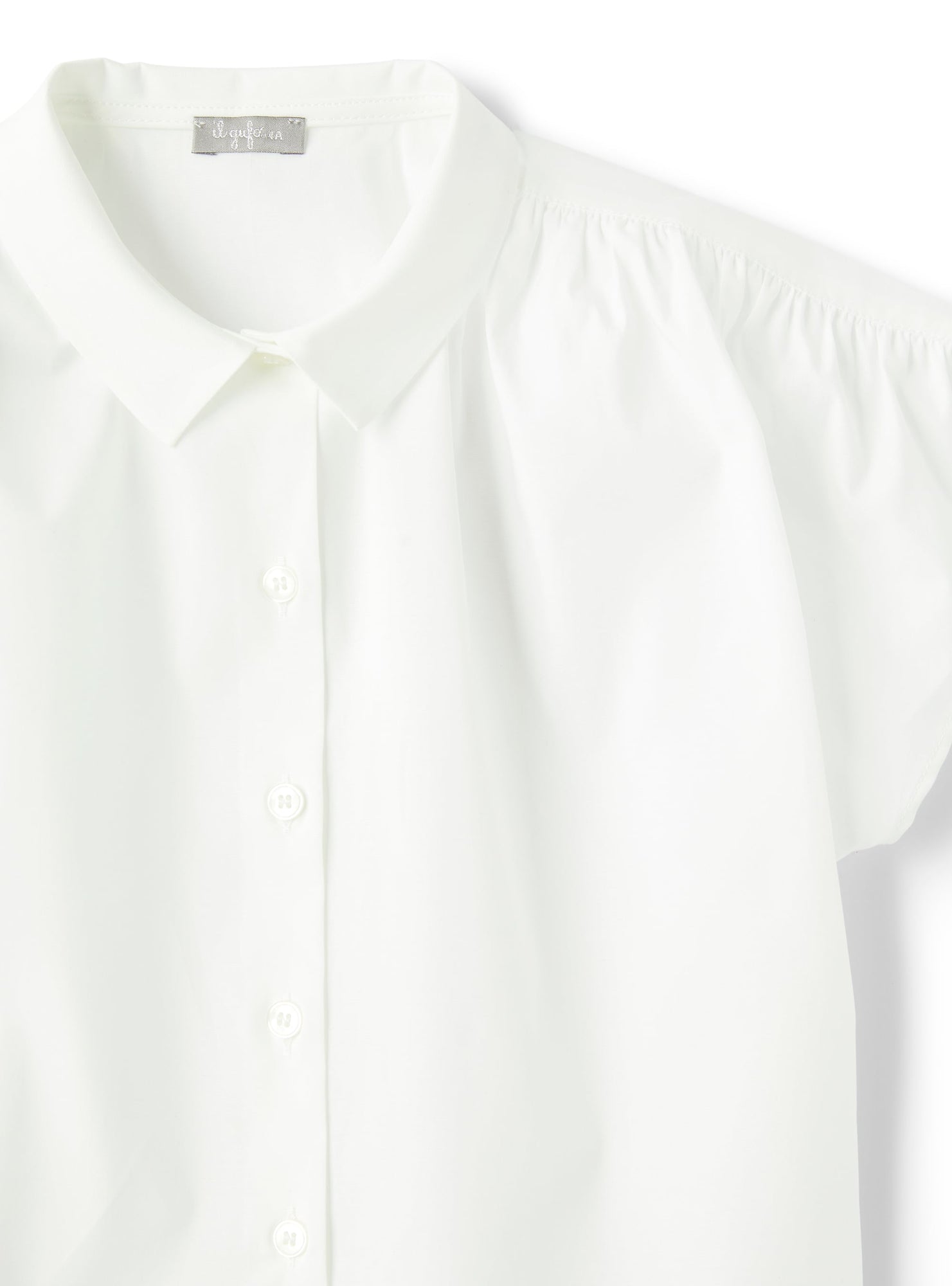 Short-Sleeve Shirt in Stretchy Poplin | White