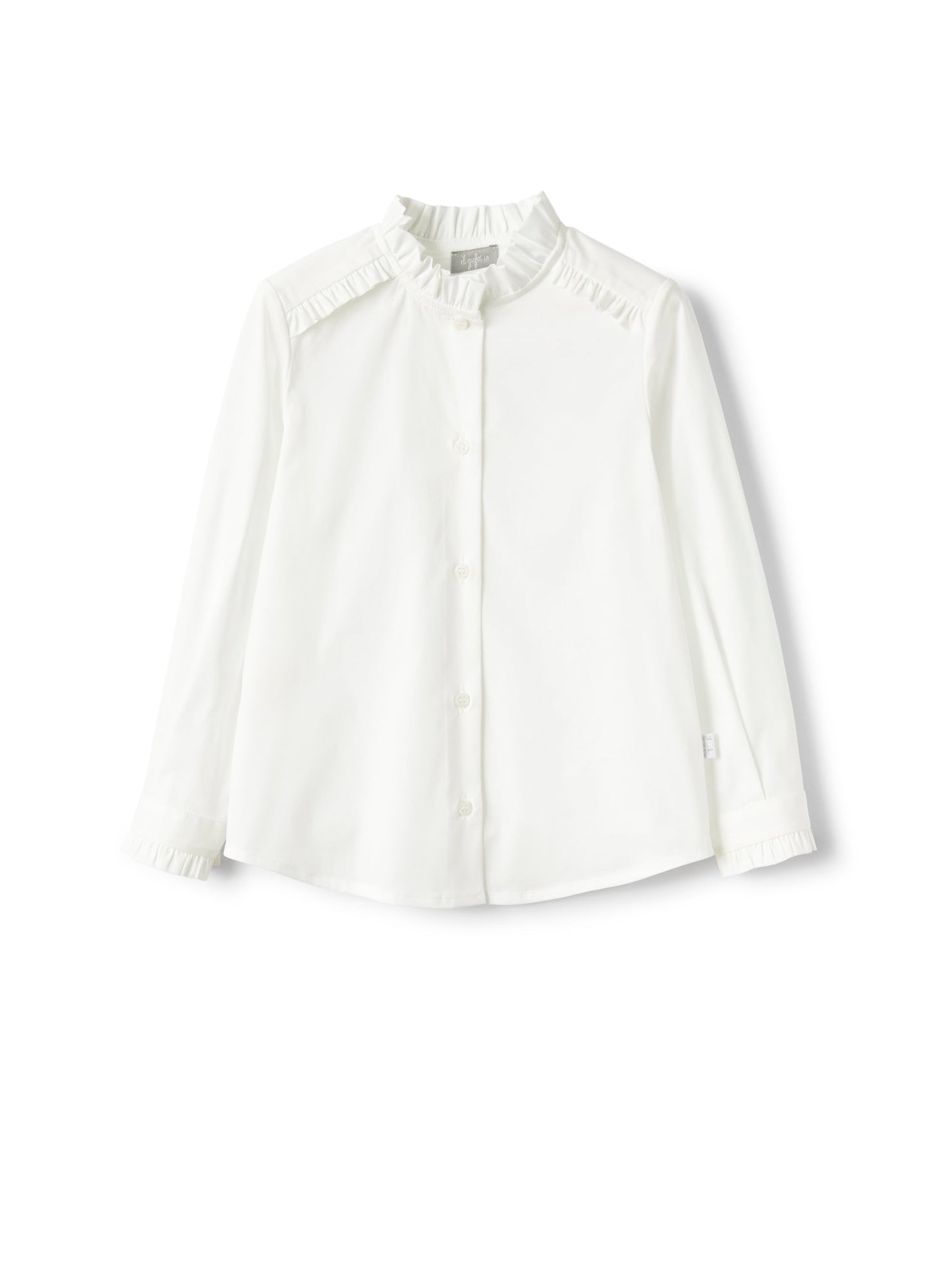 Long-Sleeve Shirt in Stretchy Poplin | White