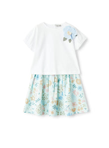 Two-Piece Set with A Skirt in An Exclusive Print | White/Ice