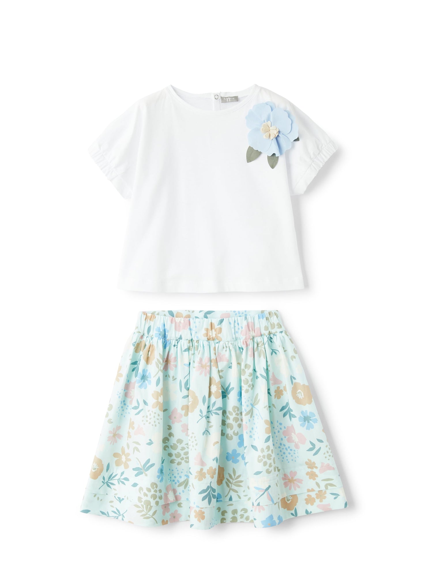 Two-Piece Set with A Skirt in An Exclusive Print | White/Ice