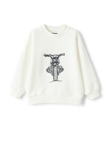 Sweatshirt with Embroidered Motorbike  | Milk/Blue