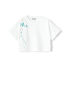 T-Shirt with Dragonfly Print | Bianco/Acqua