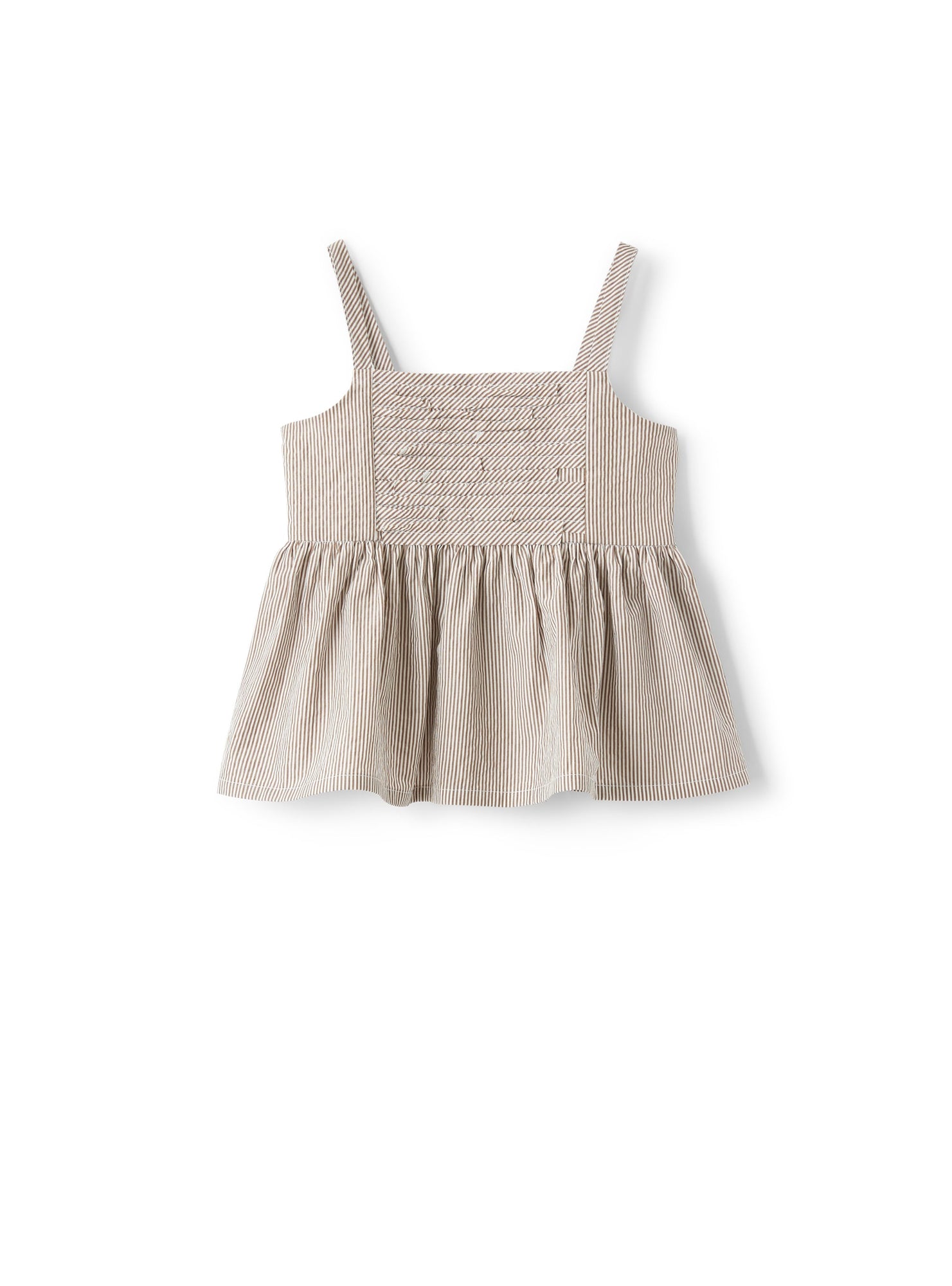 Top with Shoulder Straps in Striped Seersucker | Noce