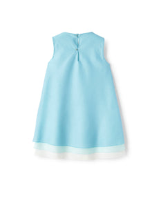 Dress in Cotton Voile with Three Tiers | Acqua/Artico