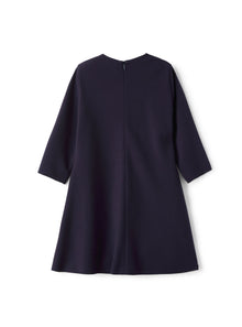 Dress in Romanite Jersey with A Flower Embellishment | Blue/Milk