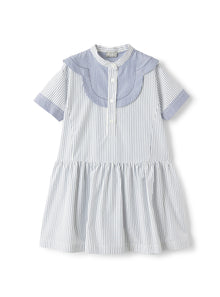 Dress in Striped Poplin | Blue Denim