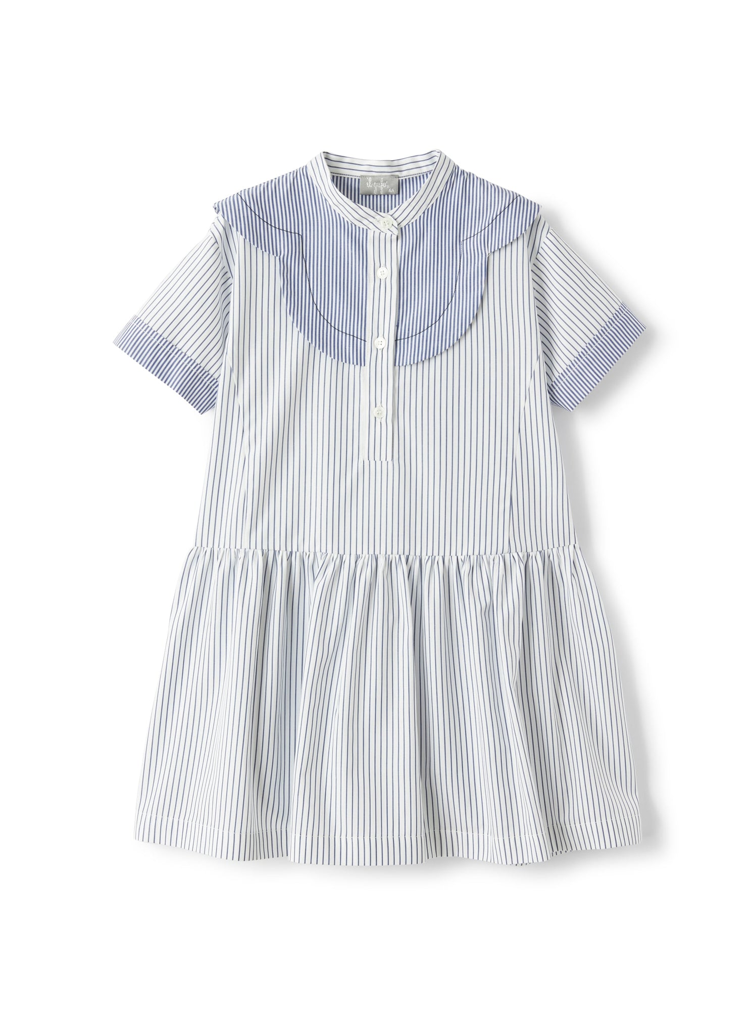 Dress in Striped Poplin | Blue Denim