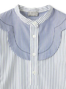 Dress in Striped Poplin | Blue Denim