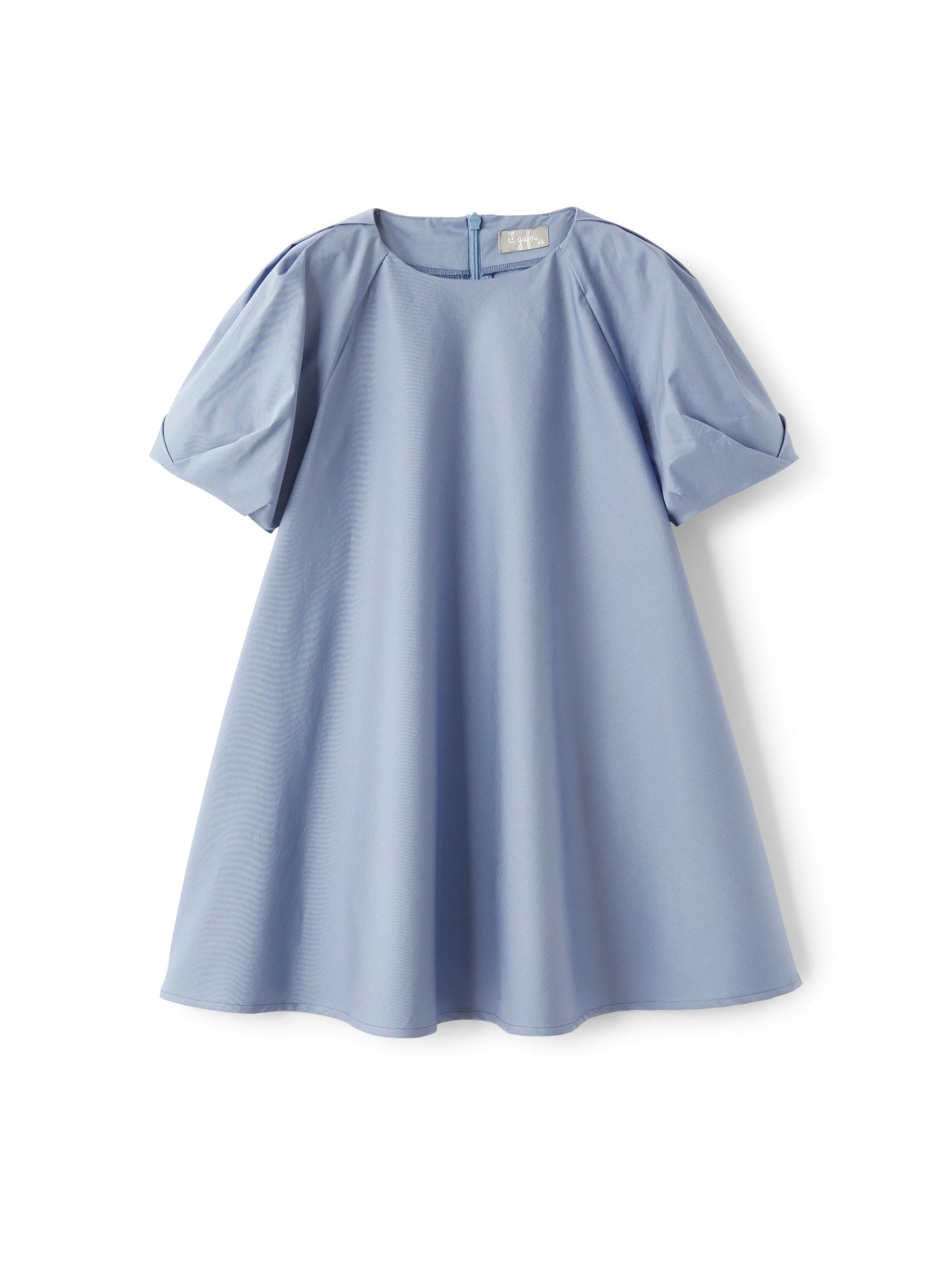 Dress in Stretch Poplin with Loose Sleeves | Powder Blue
