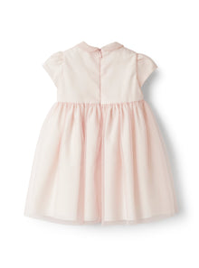 Dress For Baby Girls in Tulle with Applique Flowers | Rosa Antico