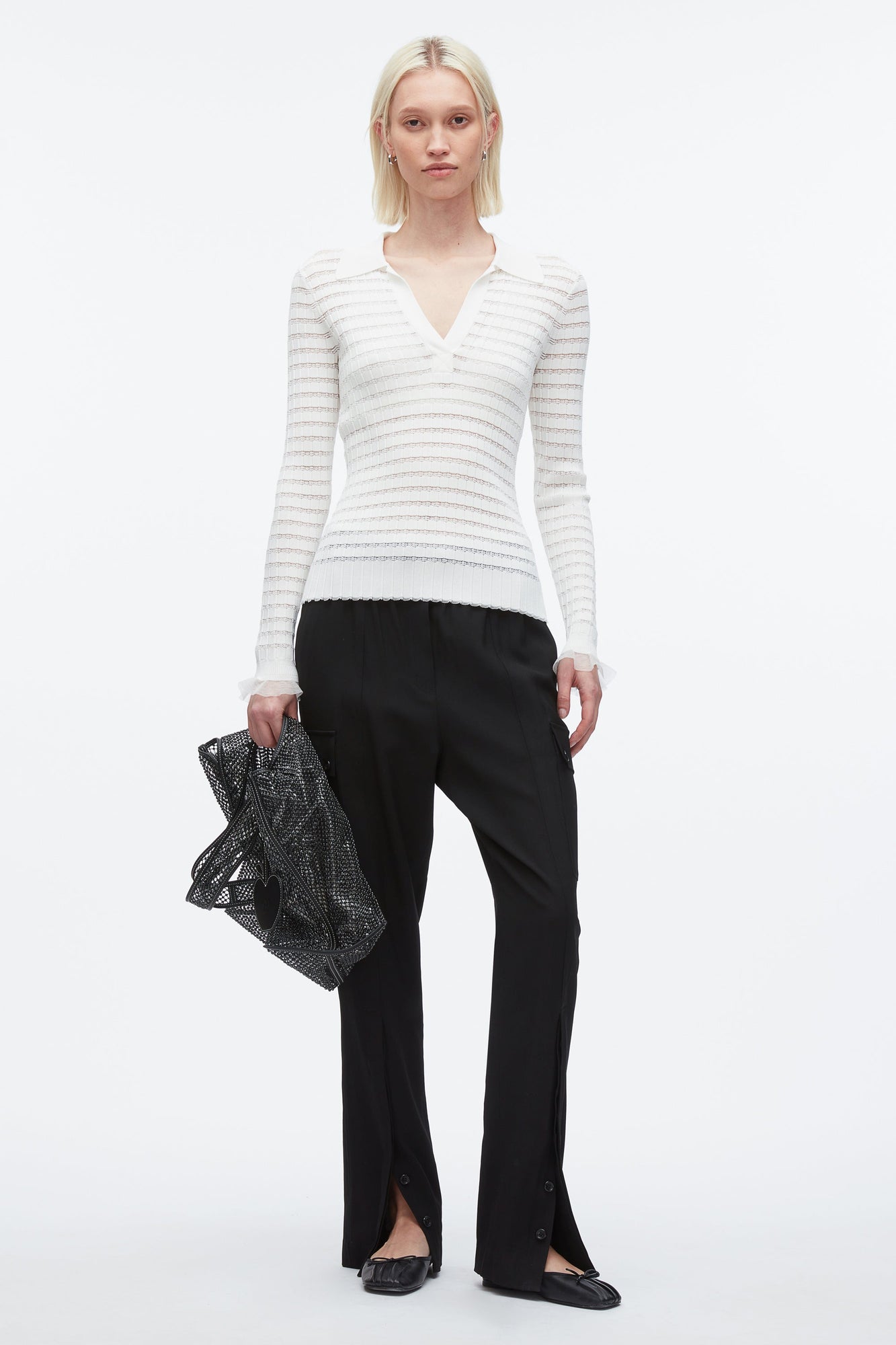 Shadow Stripe Pullover Polo | Ivory