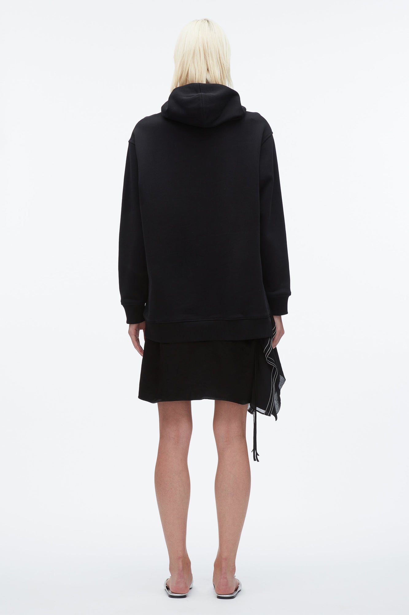 Hoodie Combo Dress with Satin Skirt | Midnight