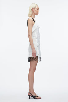 Corded Lace Mini Dress | White/Black