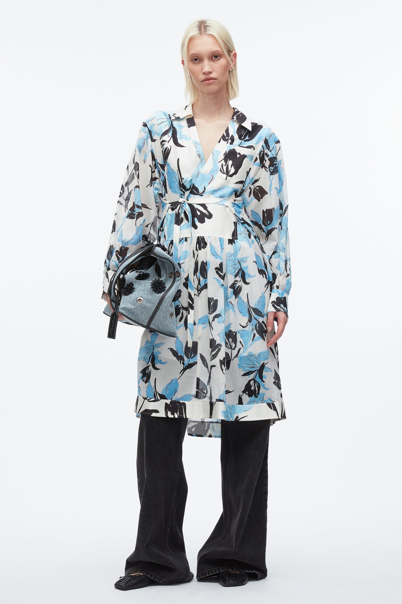 Joyful Tulip Shirt Dress | Ivory Multi