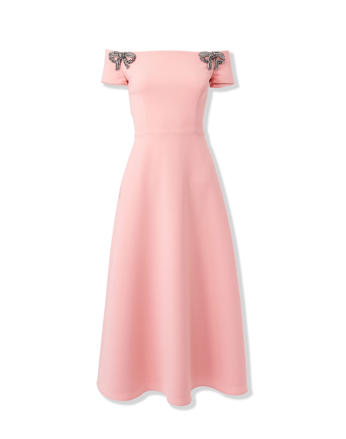 Embroidered Off Shoulder A-Line Midi Dress
