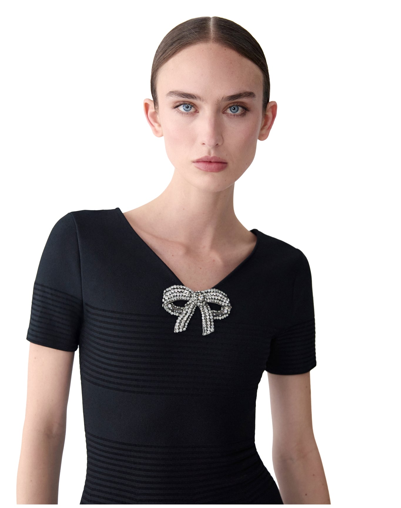 black v neck flare dress V-Neck Flare Dress – Modella Signature main image 0