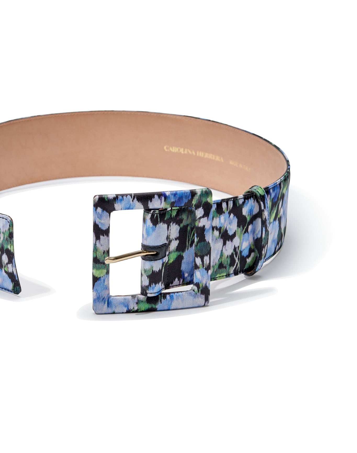 Carolina Herrera Blue White Floral Wide Belt Made in Italy Fabric Leather New XS Carolina Herrera Leather Belts for Women for sale | eBay main image 3