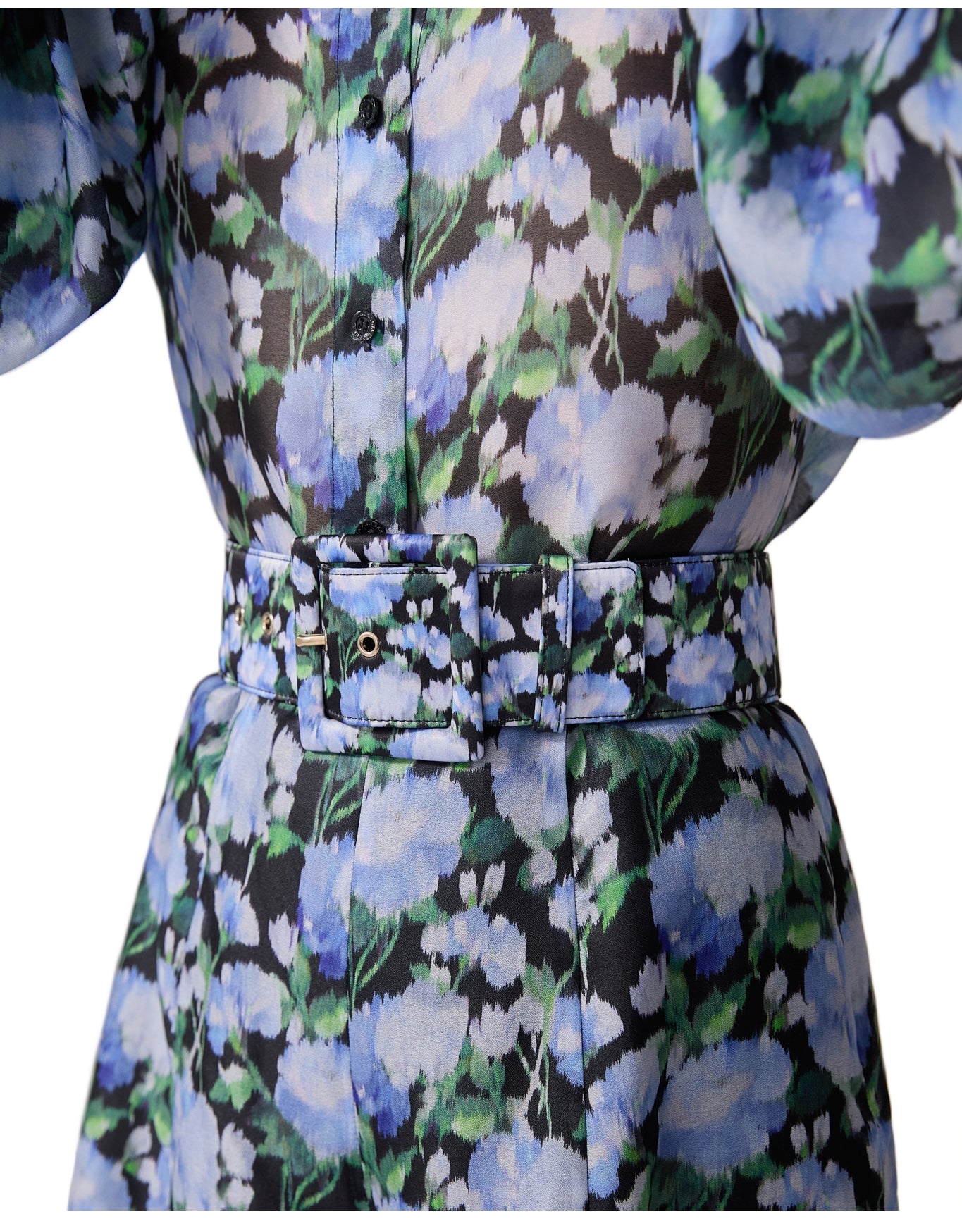 NWT Carolina Herrera Aquamarine (Blue/Green) Floral Print Icon Belt. Size small CAROLINA HERRERA Icon floral-print leather-backed faille  main image 3