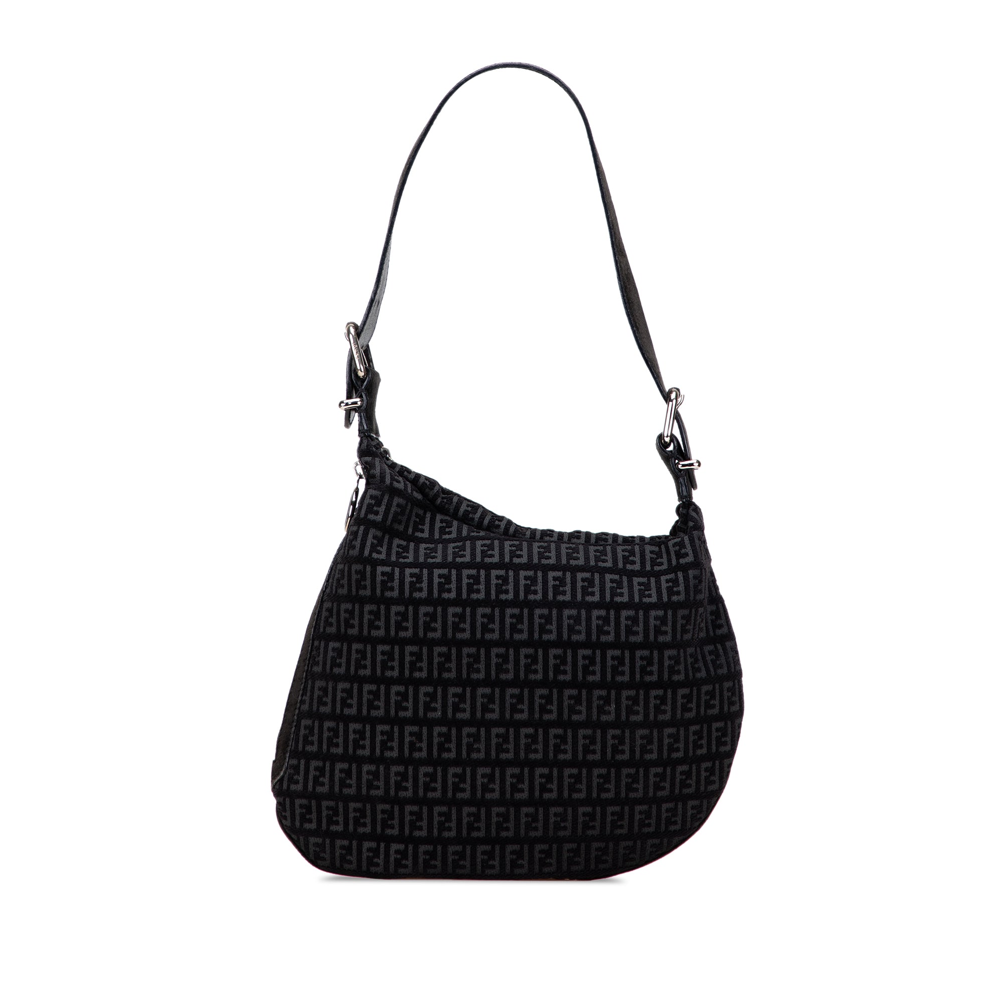 Fendi | Pre-Owned Zucchino Suede Oyster Shoulder Bag | Black