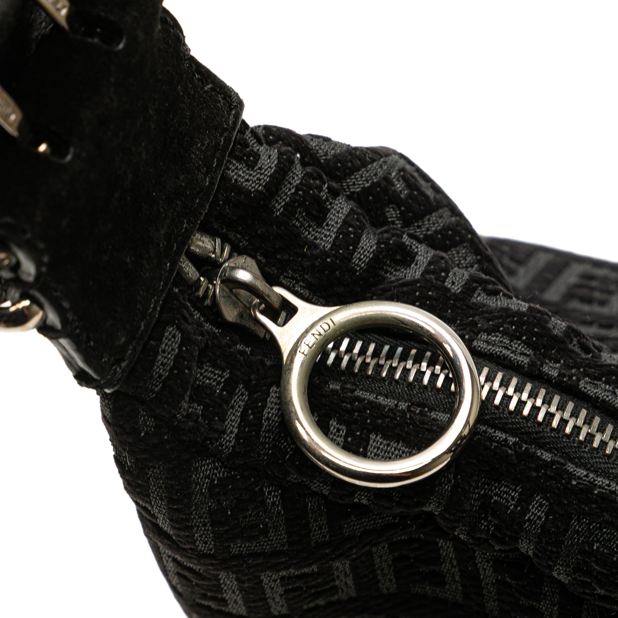 Fendi | Pre-Owned Zucchino Suede Oyster Shoulder Bag | Black