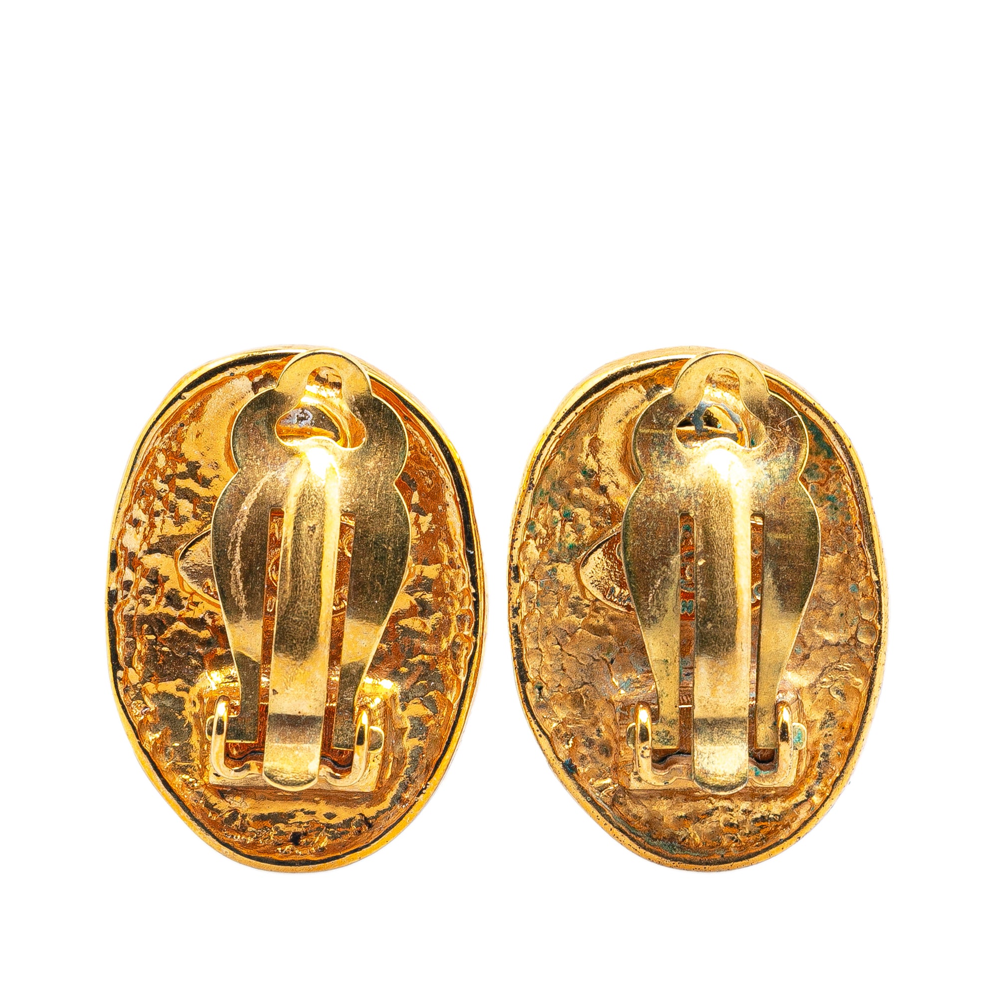 Chanel | Pre-Owned Gold Plated CC Crown Clip On Earrings | Gold